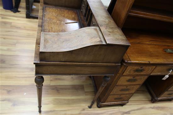 A George III design mahogany, amboyna and boxwood banded Carlton House desk, W.3ft 4.5in